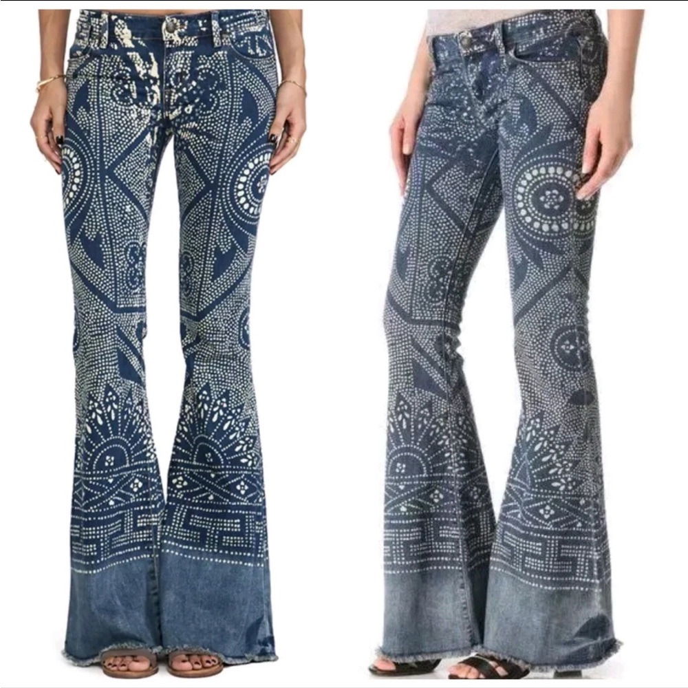 Free People Malaya Bali Flare Jeans Boho Festival Flare size 24 - Picture 2 of 13